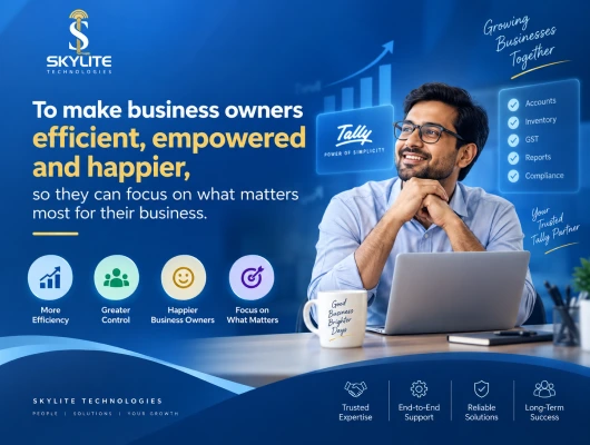 A Tally partner helping business owners become more efficient, empowered and in control, backed by accounts, inventory, GST and compliance tools.